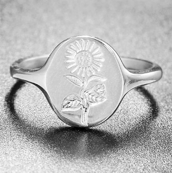 Stainless steel Sunflower ring - Picture 1 of 4